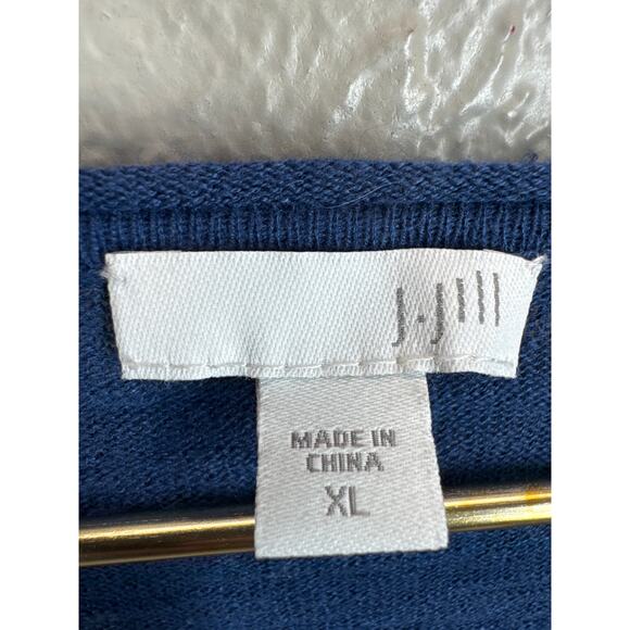 J.Jill Womens Blue Round Neck Linen Blend Knit Relaxed Pullover Sweater Size XL - Picture 4 of 6